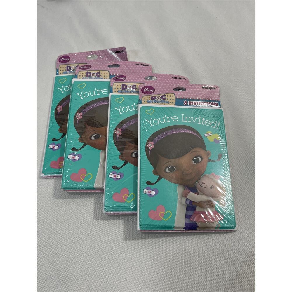Lot Of 4 Doc McStuffins Birthday Party Invitations Disney. 32 Invitations